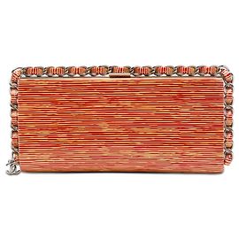 Clutch Chanel Red CC Patent Striped Chain Around