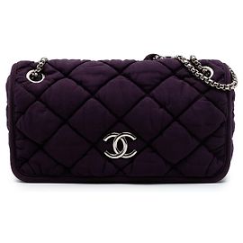 Chanel Purple Small Quilted Nylon Bubble Flap