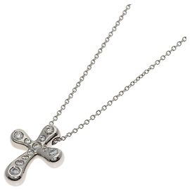 Tiffany & Co. Small Cross Diamond Necklace in Platinum