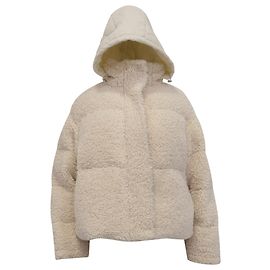 Giacca con cappuccio Groom Teddy di Maje in pile Ivory