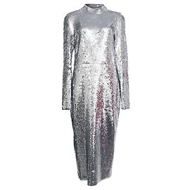Veronica Beard Nila Pailletten-Midikleid aus silbernem Nylon