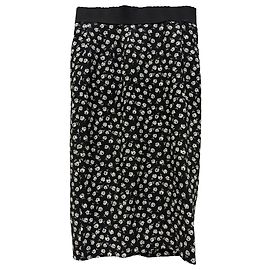 Falda midi con estampado floral Dolce & Gabbana en viscosa negra