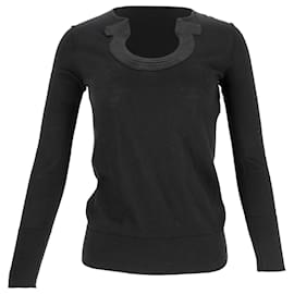 Salvatore Ferragamo Ferragamo Strickpullover aus schwarzem Kaschmir mit Wellenausschnitt