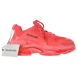 Sneakers Balenciaga Triple S suola trasparente in poliestere rosso