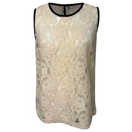Dolce & Gabbana Top de tirantes de encaje Dolce and Gabbana en algodón crema
