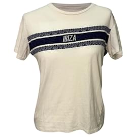 Camiseta de algodón blanco con logotipo bordado Dior