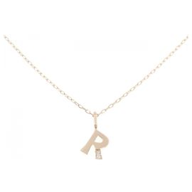 Autre Marque Collana Iniziale R in Au750 con Diamante