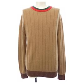 Suéter de lana camel con rayas Web Gucci