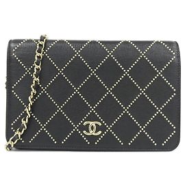 Chanel AP0023 Black Leather Chain Wallet