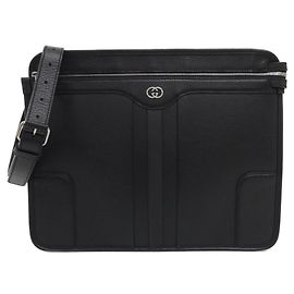 Gucci 735111 AABTC Schultertasche aus schwarzem Leder