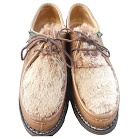 Paraboot Michael Low Leder-Schuhe mit Kaninchenfell - Braun