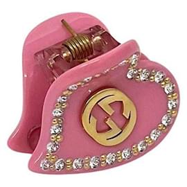 Clip per capelli Gucci rosa con cristalli intrecciati