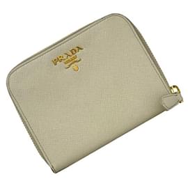 Prada zweifarbiger Bi-Fold-Geldbeutel in Beige und Weiß