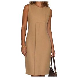 Ports 1961 ärmelloses gerades beiges Wollkleid