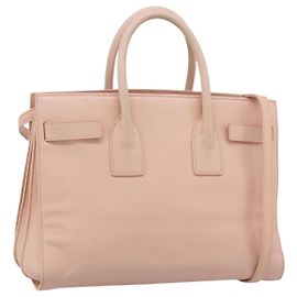 SAINT LAURENT Sac De Jules Hand Bag Leather 2way Pink Gold Auth ka4847V
