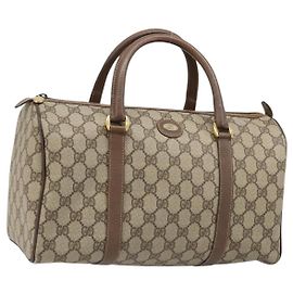 Bolsa GUCCI GG Supreme em PVC Bege Ouro 002 39 6842 Auth ka4795