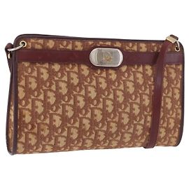 Borsa a Spalla Christian Dior Trotter Canvas Rosso Oro Auth 187757