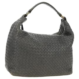 BORSA A SPALLA BOTTEGA VENETA INTRECCIATO Pelle Grigia Oro Auth 185312M