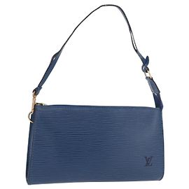 LOUIS VUITTON Epi Pochette Accessoires Pochette Blu M52985 LV Auth 187669