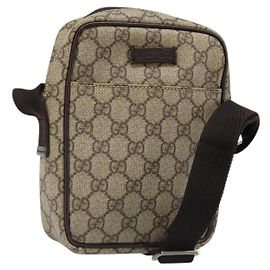 Sac à bandoulière GUCCI GG Supreme en PVC Beige Argent 12275 Auth ka4852