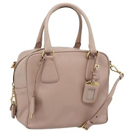 PRADA Handtasche aus Saffiano-Leder 2way Rosa Gold Auth 186328A