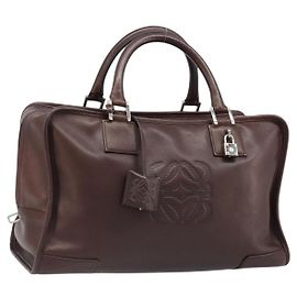 Bolso de mano LOEWE Amazona 36 de piel marrón plata Auténtico 186080V