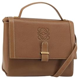 Borsa a Spalla LOEWE Anagram in Pelle 2way Marrone Oro Auth 186112
