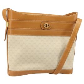 GUCCI Micro GG Supreme Schultertasche PVC Weiß Gold 001 109 0579 Auth BA13477