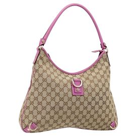 Borsa a Spalla GUCCI GG Canvas Abbey Beige Oro 130737 Auth 187022SAV