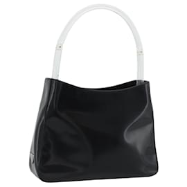 Bolso de Hombro PRADA de Cuero Negro Plata Auth 187050A - Prada