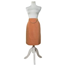Céline Vintage Celine Baumwollrock mit Ketten-Detail Pfirsich XS