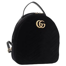Mochila GUCCI GG Marmont Terciopelo Negro Oro 524568 Auth 186222SAM