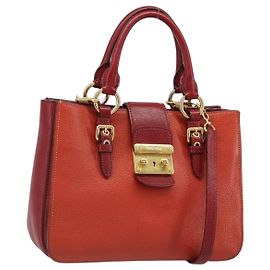 Borsa Miu Miu Ready Lock in pelle 2way Arancione Rosso Oro Auth am11916A