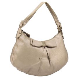 Borsa a Spalla Salvatore Ferragamo Vala in Pelle Champagne Gold Gold Auth 186269A