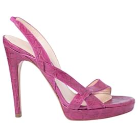 Casadei Slingback-Plateau-Sandalen aus Leder in Fuchsia - Autre Marque