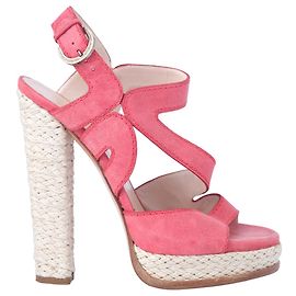 Autre Marque Sandali espadrilles con cinturino alla caviglia in nubuck rosa Casadei