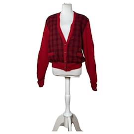 Vintage Dior Seide-Baumwoll-Cardigan Dunkelrot M
