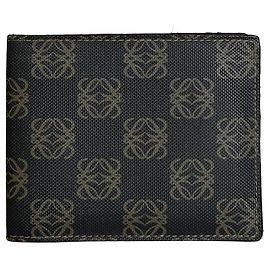 Vintage Loewe Canvas Leder Geldbörse Schwarz Beige Gold
