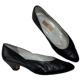 Chloé Décolleté Vintage Chloe in pelle con dettagli in tessuto neri e argento EU36.5