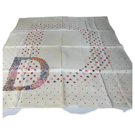 Sciarpa in seta vintage Dior floreale crema multicolore