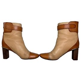 Chloé Vintage Chloe Leather Ankle Boots Beige Tan EU37