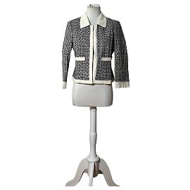 Salvatore Ferragamo Vintage Ferragamo Jacke aus Baumwolle und Rayon schwarz weiß S