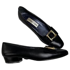 Chloé Ballerine Vintage Chloe in pelle e scamosciato con fibbia nere e oro EU35.5