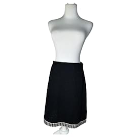 Falda vintage Dior de mezcla de algodón a cuadros negra y blanca