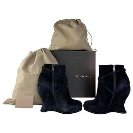 Botines de ante vintage Bottega Veneta negro EU37