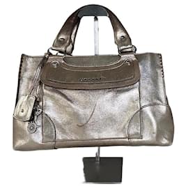 Céline Vintage Celine Ledersatchel Braun Silber
