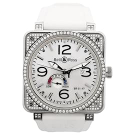 Orologio Bell & Ross BR01-97SD 018 SS & Rubber AT con quadrante in madreperla bianca