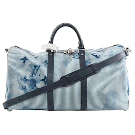 Borsa da viaggio Louis Vuitton Keepall Bandoulière 50 Monogram Water Color in Blu x Bianco M57946