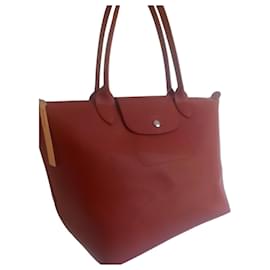 Longchamp Le Pliage Sac Cabas en Cuir Marron