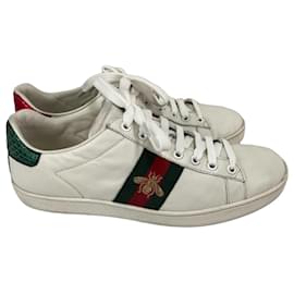 Gucci Sneakers Ace Bee in pelle bianca